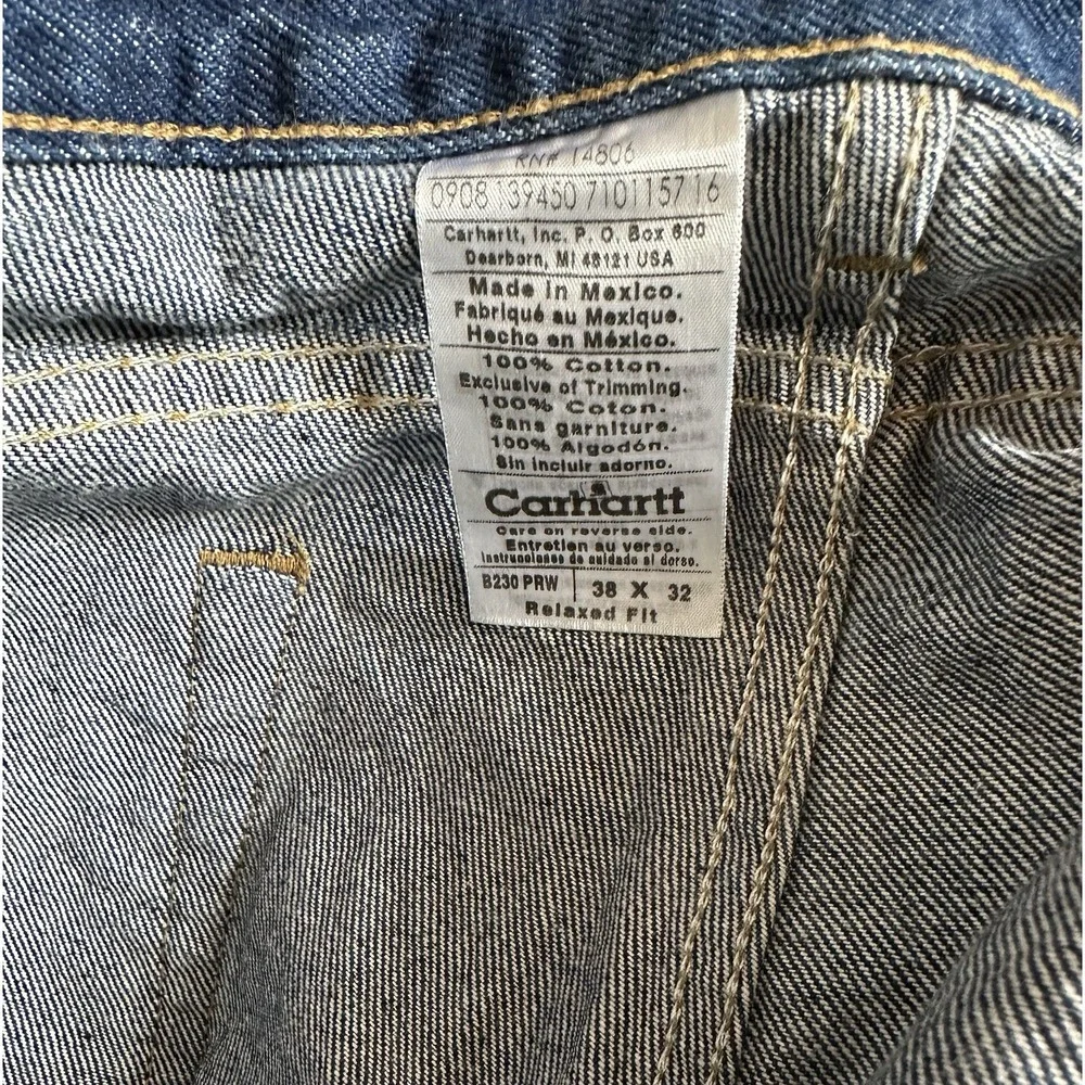 Carhartt Denim Work Jeans Mens Size 38 x 32 Blue Relaxed Fit Tapered Leg NEW